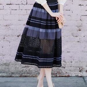 Three Floor Summer Daze Eyelet Midi Skirt Size XS